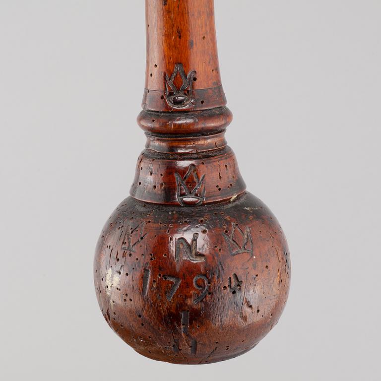 A bowl and a balance, dated 1839 and 1794.