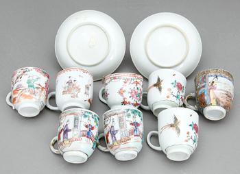 KOPPAR, 8 st, porslin, Qianlong, Kina 1700-tal.