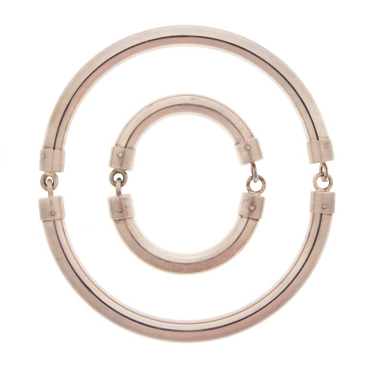 A NECKLACE and BRACELET, silver, Relo design Denmark, Import marks, A. Tillander 1974.