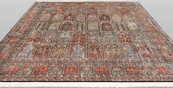 A silk Kashmir carpet, 286 x 265 cm.