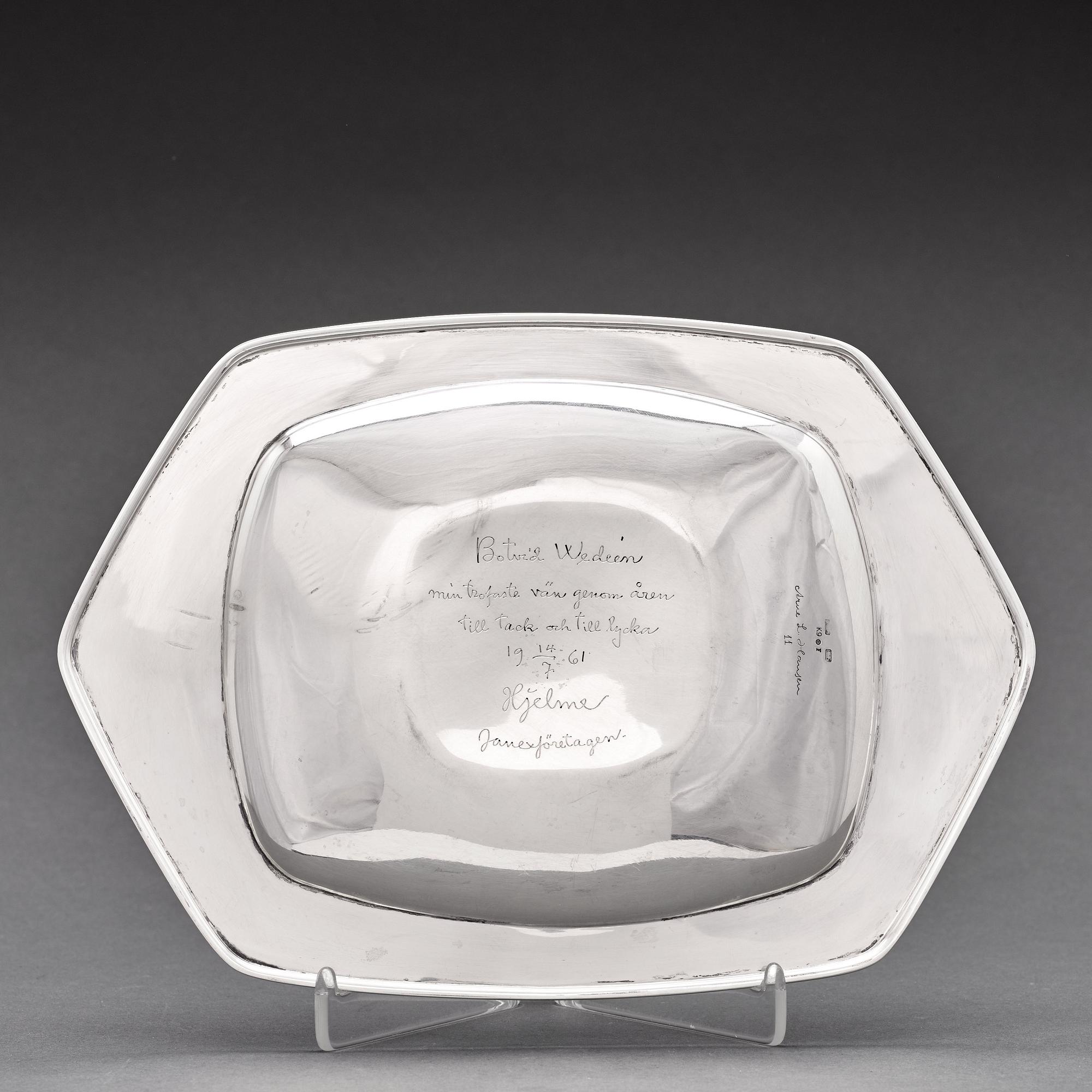 Arne L Hansen, a sterling and enamelled dish, Anton Michelsen, Copenhagen, Denmark 1960.