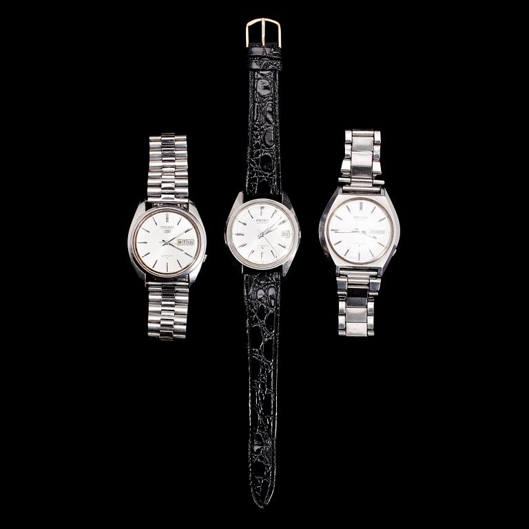 ARMBANDSUR, 3 st,stål, Seiko, 1900-talets andra hälft.