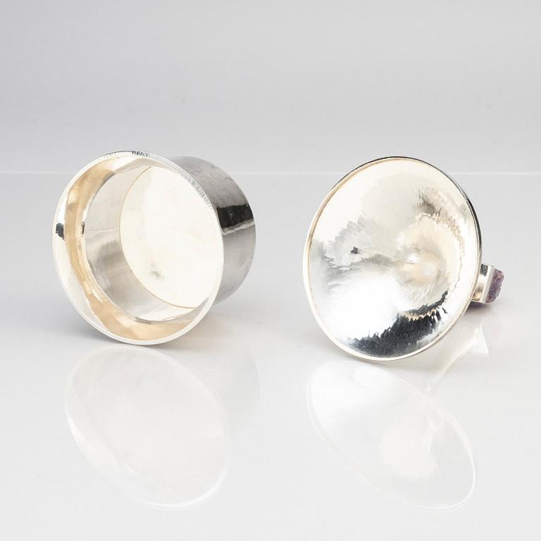 Martin Öhman, burk med lock, sterling silver och ametist, Halmstad 1980.