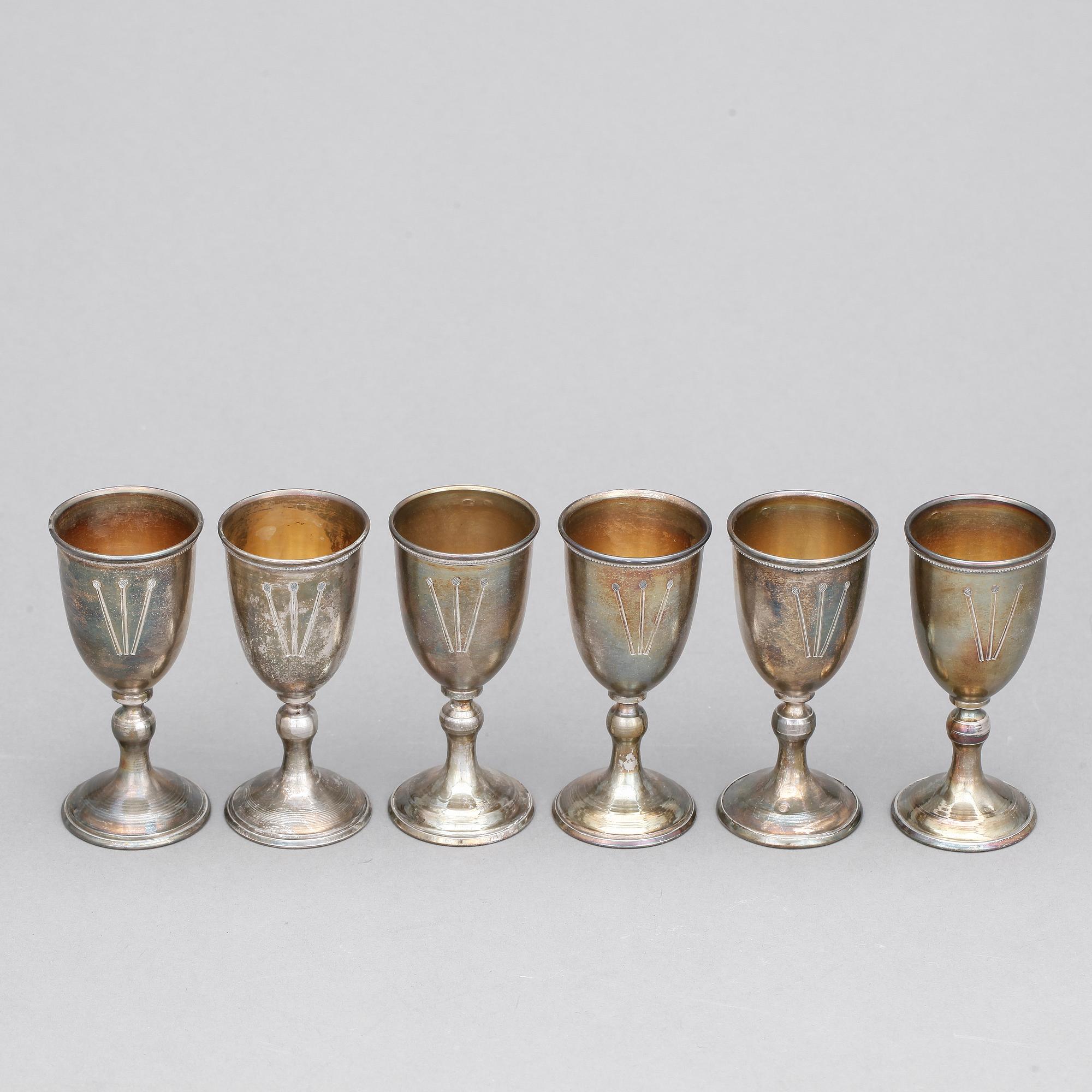 BÄGARE, 6 st, otydliga stämplar, Lettland,  1922-1939. tot vikt ca 147 gram.