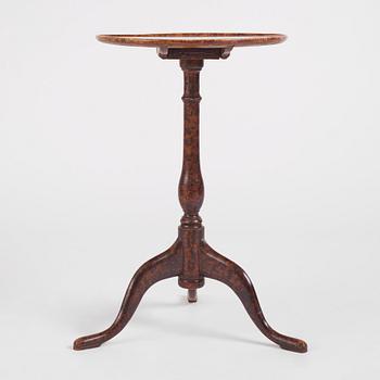 A burr-alder tilt-top table by J. Sjölin (master 1767-1785).