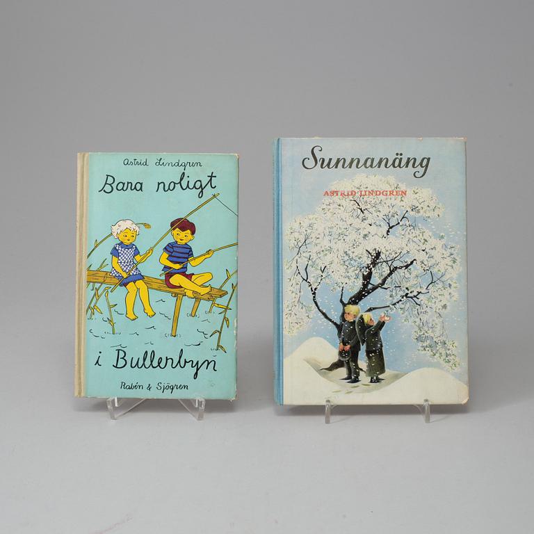 Two books by Astrid Lindgren with dedications from the author.