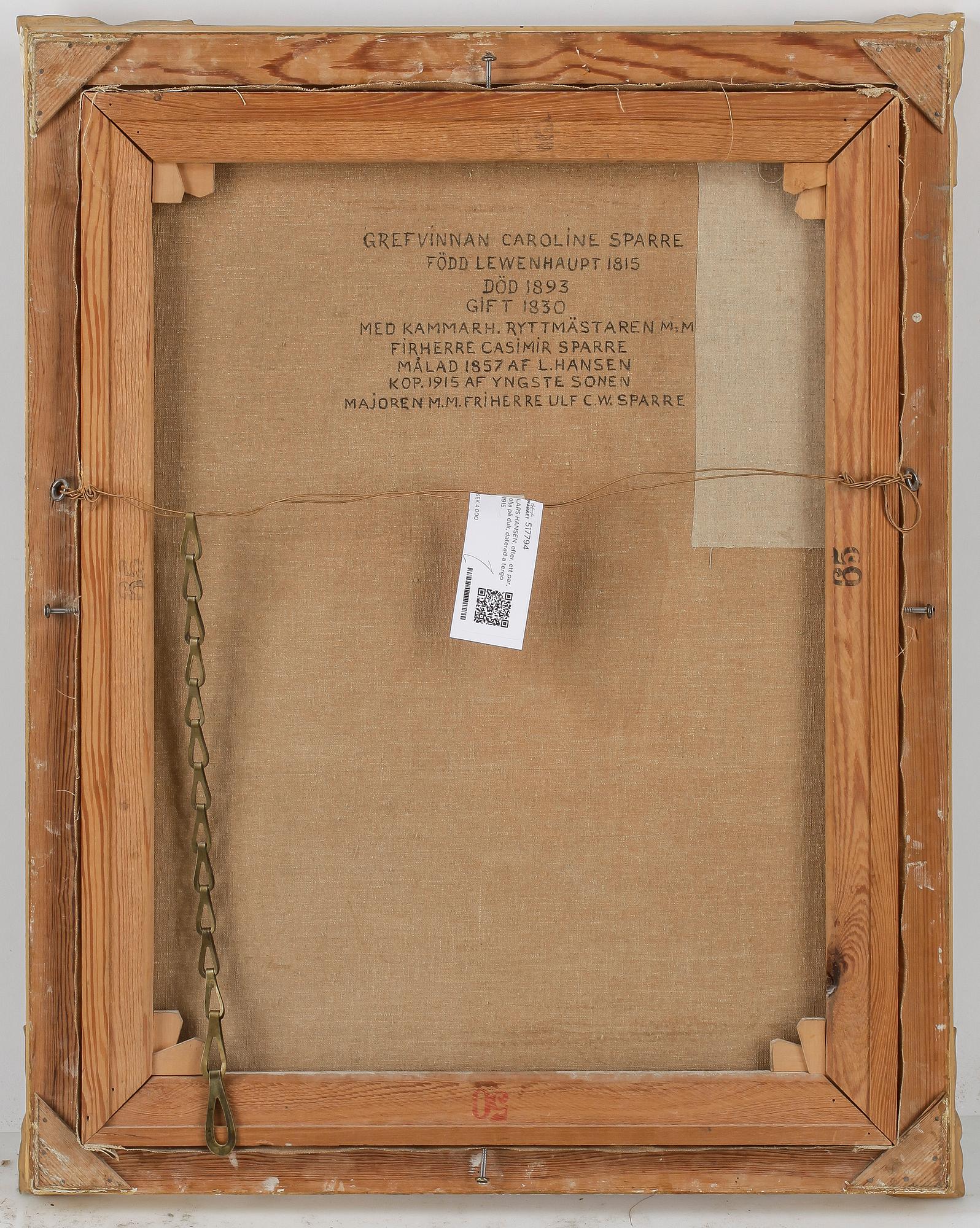 LARS HANSEN, kopia efter, ett par, olja på duk, daterade 1915.