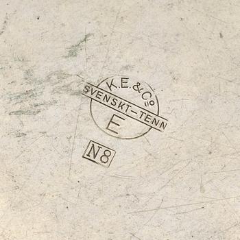 KURT EK & CO, ask för spelmarker, tenn, Stockholm, 1939.