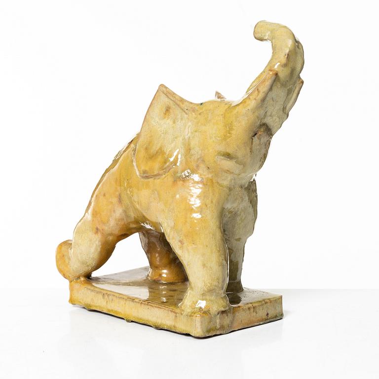 Allan Ebeling, a glazed ceramic sculpture of an elephant, Torshälla 1933.