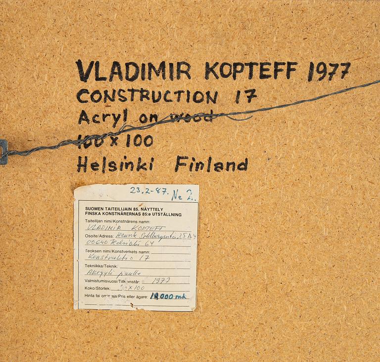 Vladimir Kopteff, acrylic on panel, signed and dated 1977 verso.