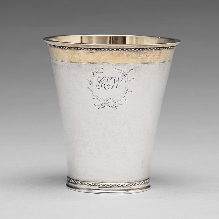 Augustinus Rudman, bägare, silver, Gävle (verksam 1696-1746). Karolinsk.