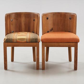Axel Einar Hjorth, A pair of  'Lovö' stained pine armchairs, Nordiska Kompaniet, NK, 1930's.