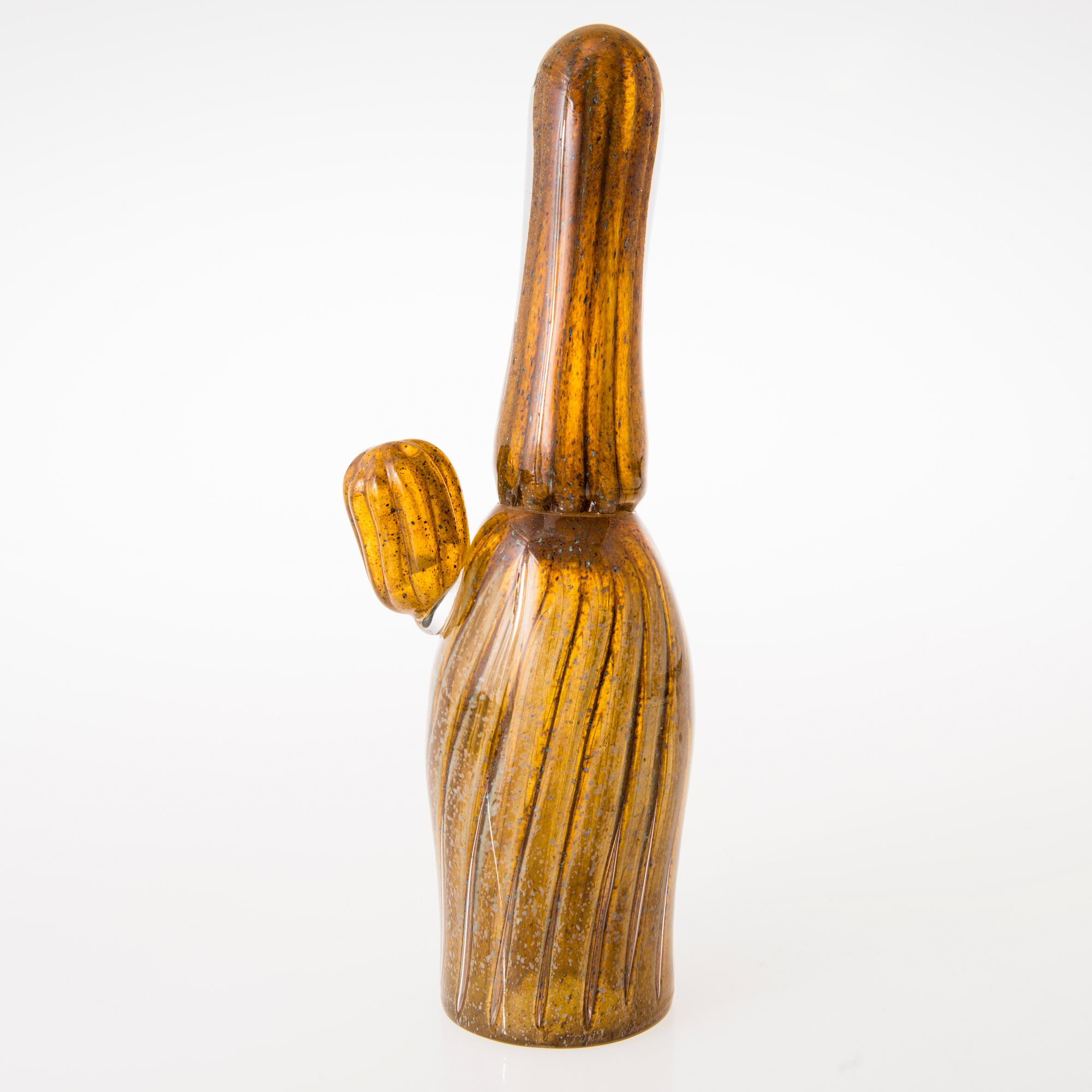TIINA NORDSTRÖM, veistos, "Keltakaktus", signeerattu Tiina Nordström Iittala 1992.