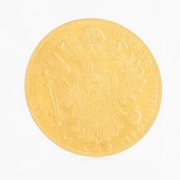 Guldmynt, Österrike-Ungern, 4 Ducat, 1915, senare prägling.