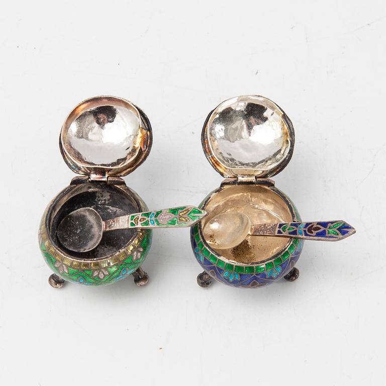 Salt cellars with spoons, China, 20th century.