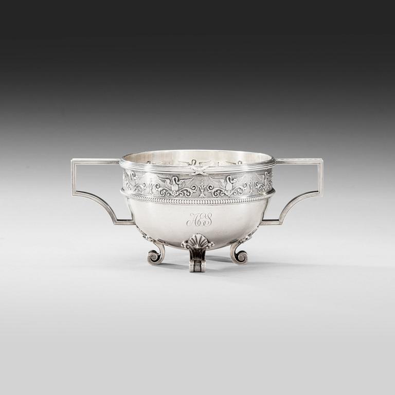 A FABERGÉ SILVER BOWL.