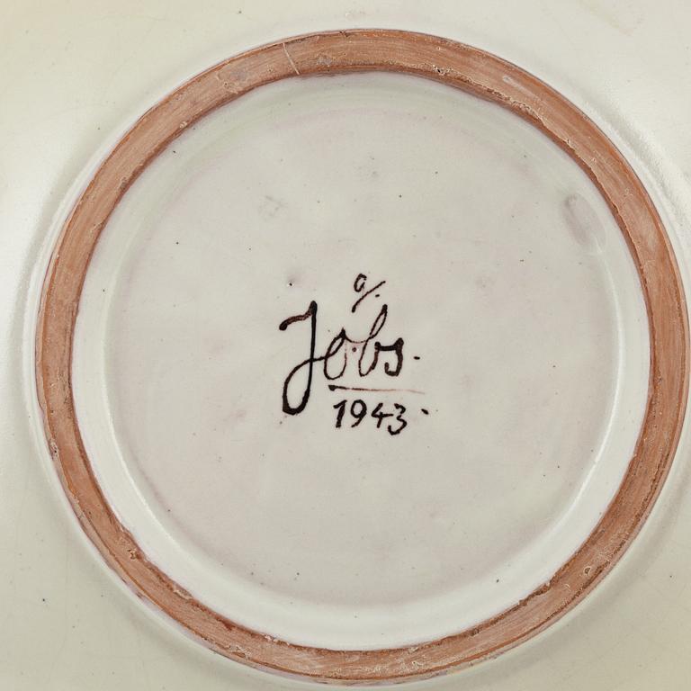 Gocken Jobs, an eratjhenware dish, signed and dated 1943.