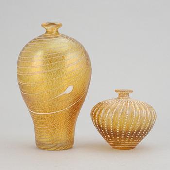 Bertil Vallien, two glass vases, Kosta Boda, Sweden.