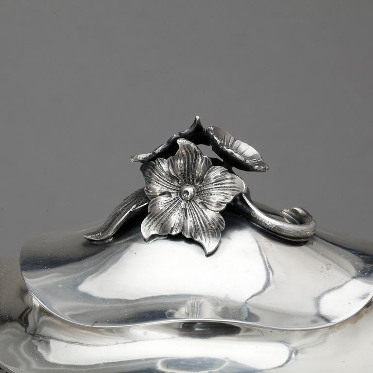 KAFFESERVIS, 3 delar, silver, Eric Råström, Stockholm 1950. Tot ca 1295 gram.