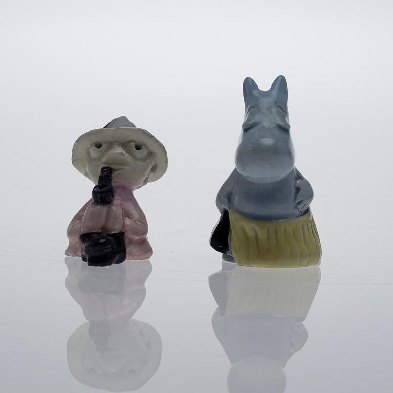 MINIFIGURIINIT, 2 kpl, keramiikkaa, "Muumi", Signe Hammarsten-Jansson, 1950-luku.