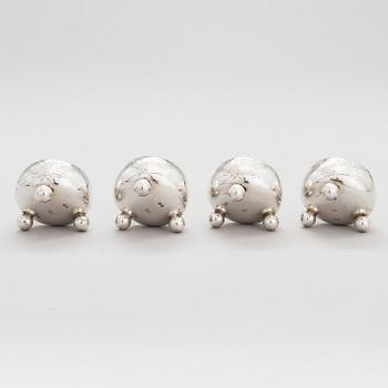 SALTKARSSET för fyra, sterling silver, London 1883.