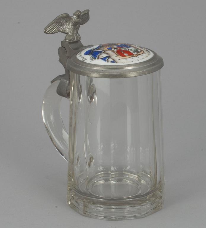 STOP med LOCK, tenn, glas och keramik, Tyskland 1800-talets senare hälft.
