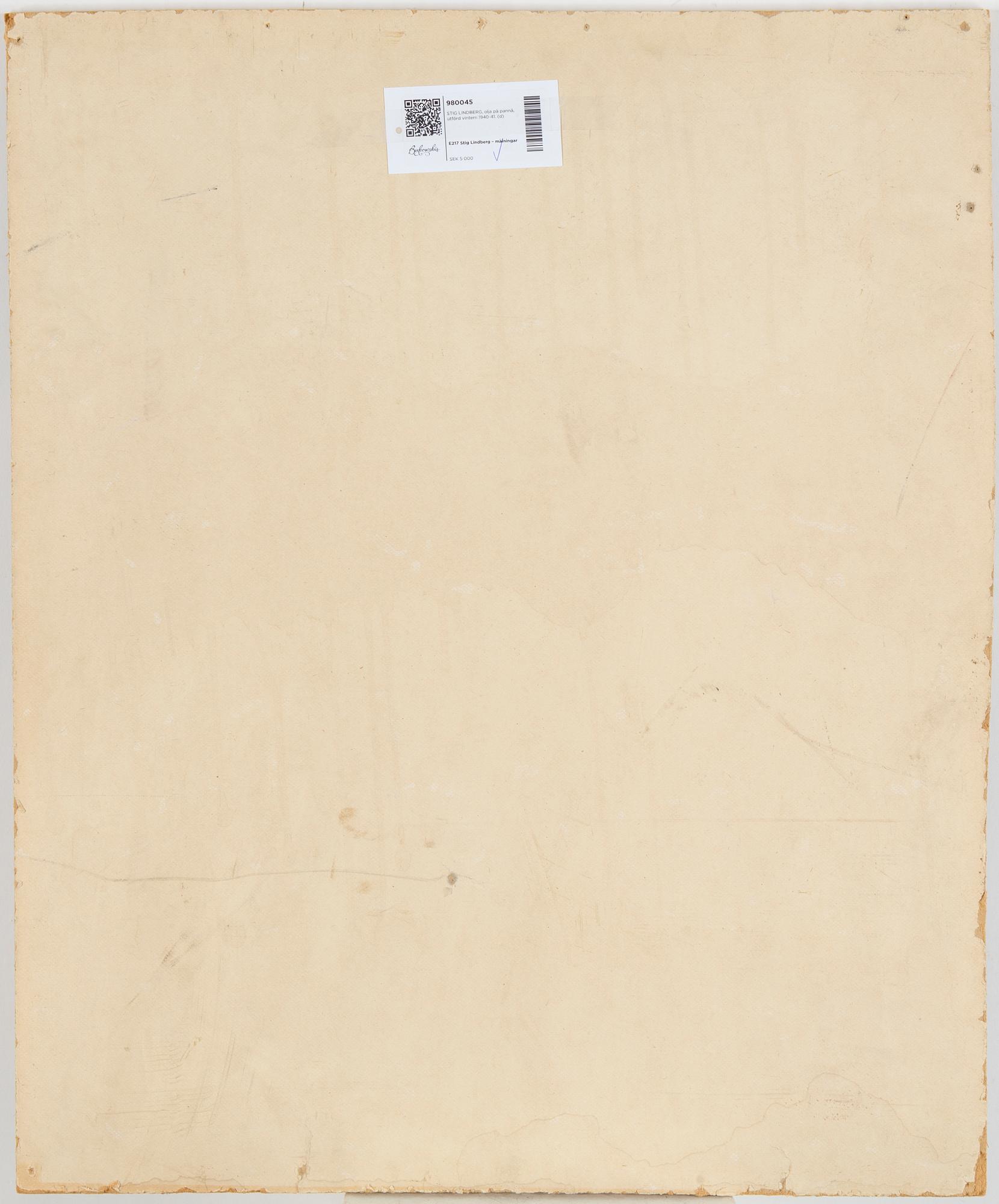 STIG LINDBERG, oil on panel, painted during the winter of 1940-41.