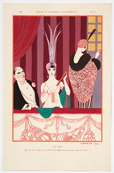 George Barbier, mapp med originalteckning och planscher, "Modes et Manières d'Aujourd'Hui (3e Année)", Frankrike, 1914.