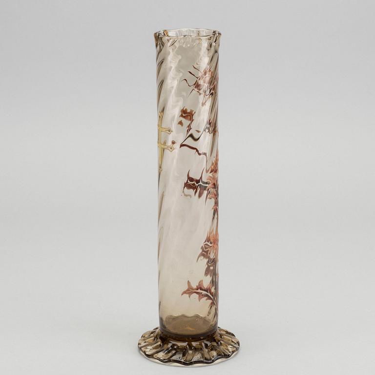 EMILE GALLÉ, an 1880/90's signed enameled glas vase.