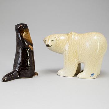 2 stoneware figurines by Lisa Larson for Jie and Gustavsberg, last quarter of the 20th century.