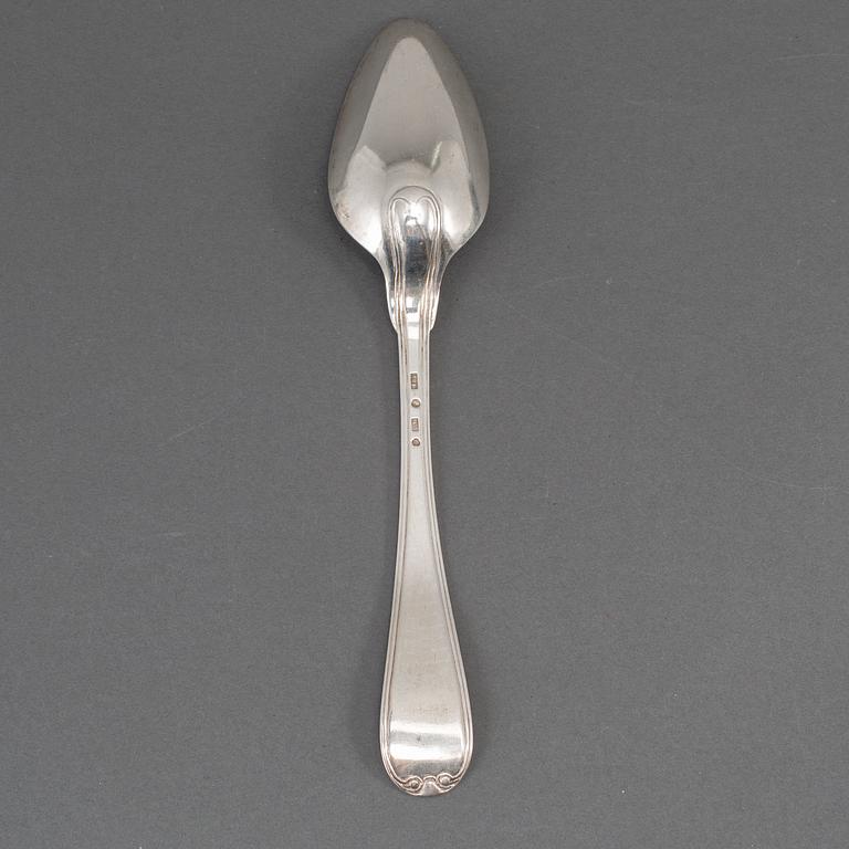 A Swedish set of eleven 19th century silver spoons, mark of ID Blomsterwall, Gothenburg 1825.