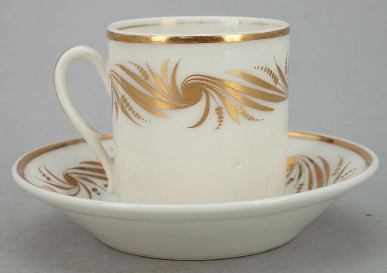 KAFFEKOPPAR, 6 st, porslin, 1800-talets början.