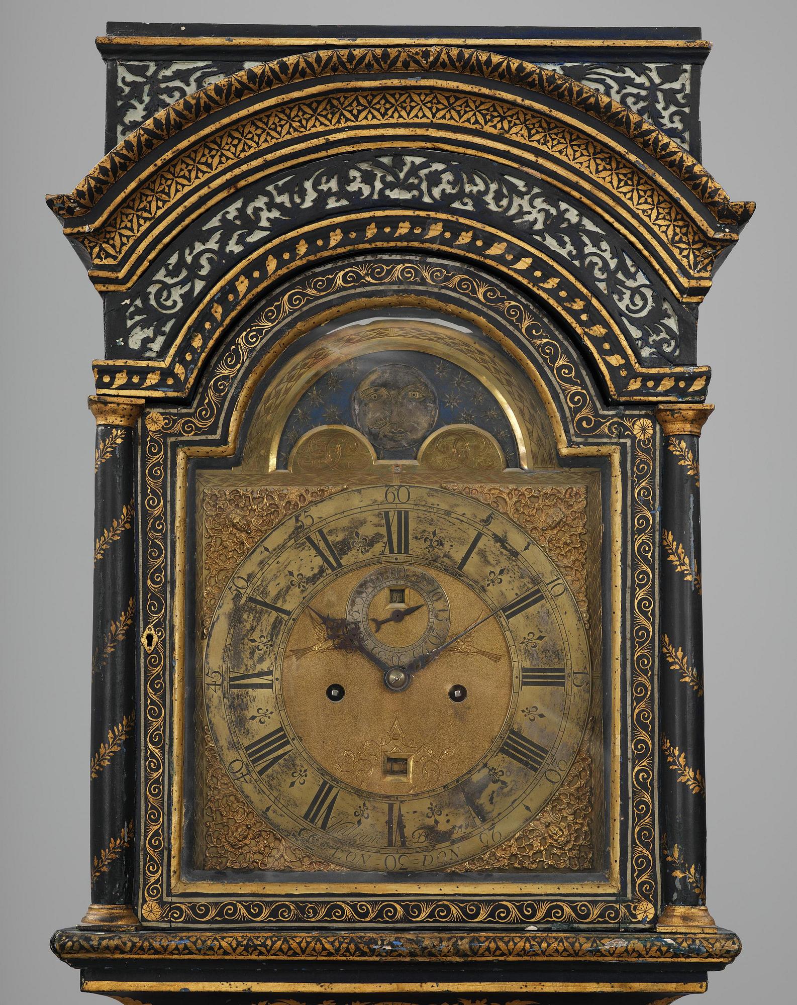 A George II blue-japanned longcase clock by William Barrow (watchmaker in London 1700-36).