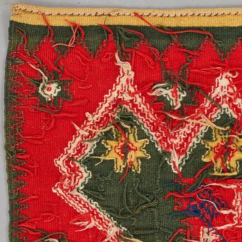 A BED COVER, double-interlocked tapestry, ca 183 x 134,5 cm, Scania  (Skåne) 1853, probably Färs district.