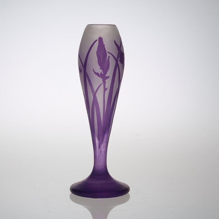 A Karl Lindeberg Art Nouveau cameo glass vase, Kosta.