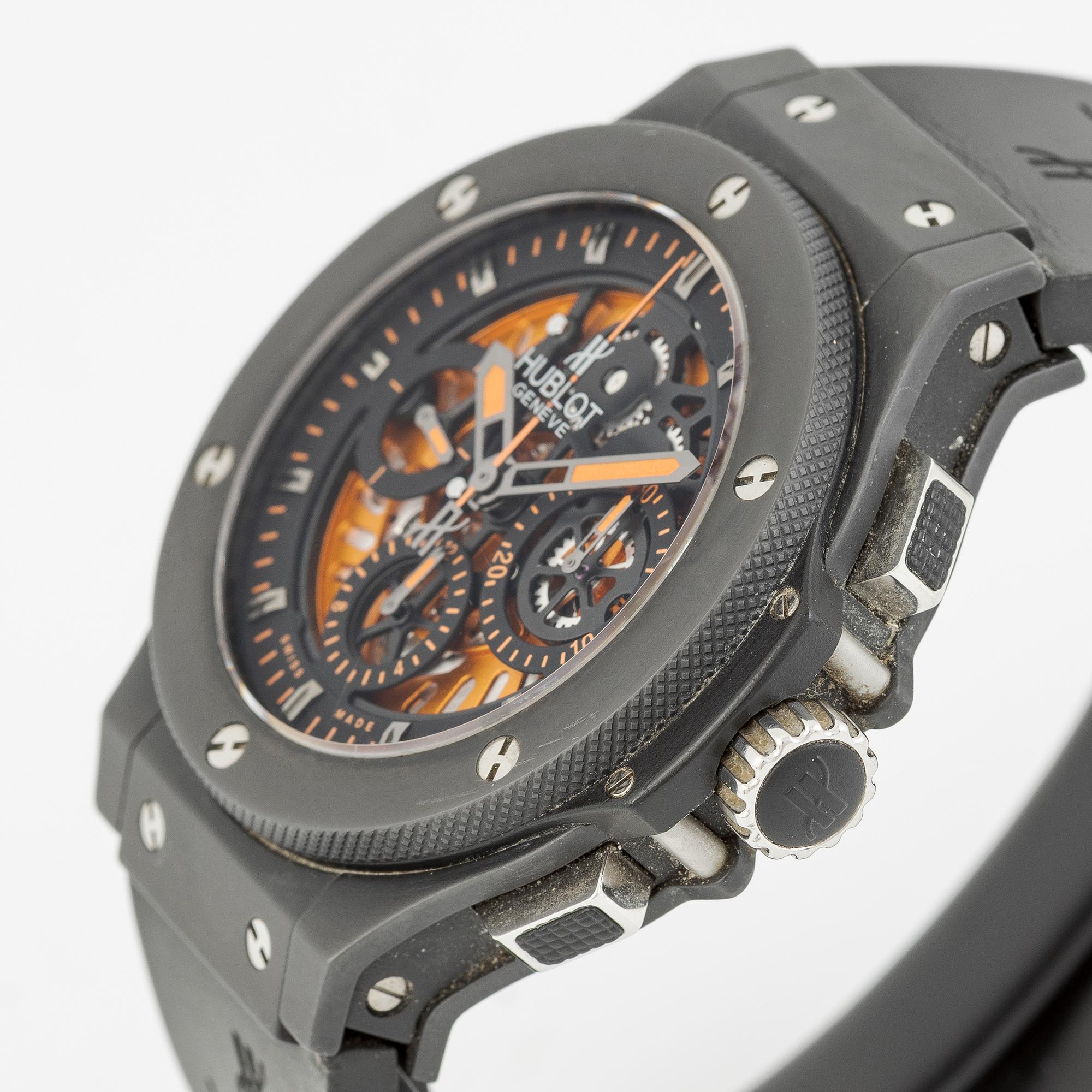 Hublot, Big Bang, Aero Bang Orange, "Limited Edition", Skeleton, chronograph, wristwatch, 44 mm.