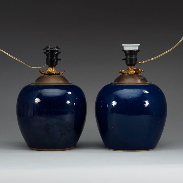 A matched pair powder blue jars, Qing dynasty, Qianlong (1736-95).