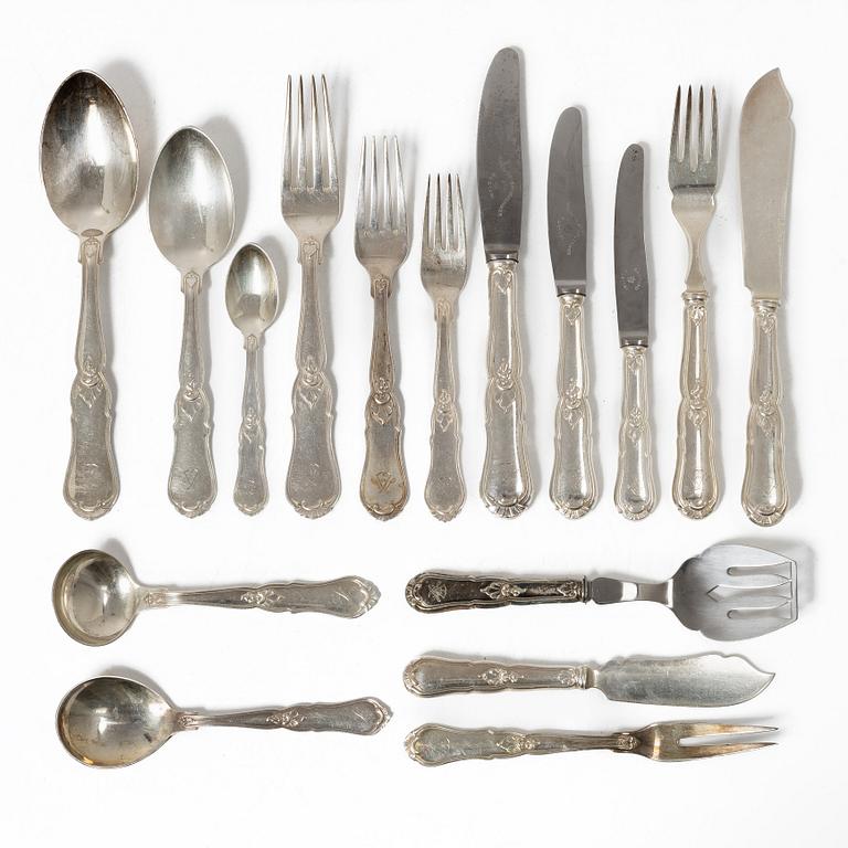 Wallin & Thorsen, bestickservis, silver, ca 157 delar, "Olga", Borås 1947.