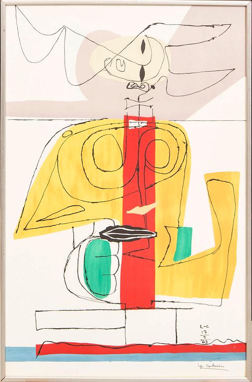 Le Corbusier, color lithograph, signed in print and monogram signed and dated 17-2-63 in print.