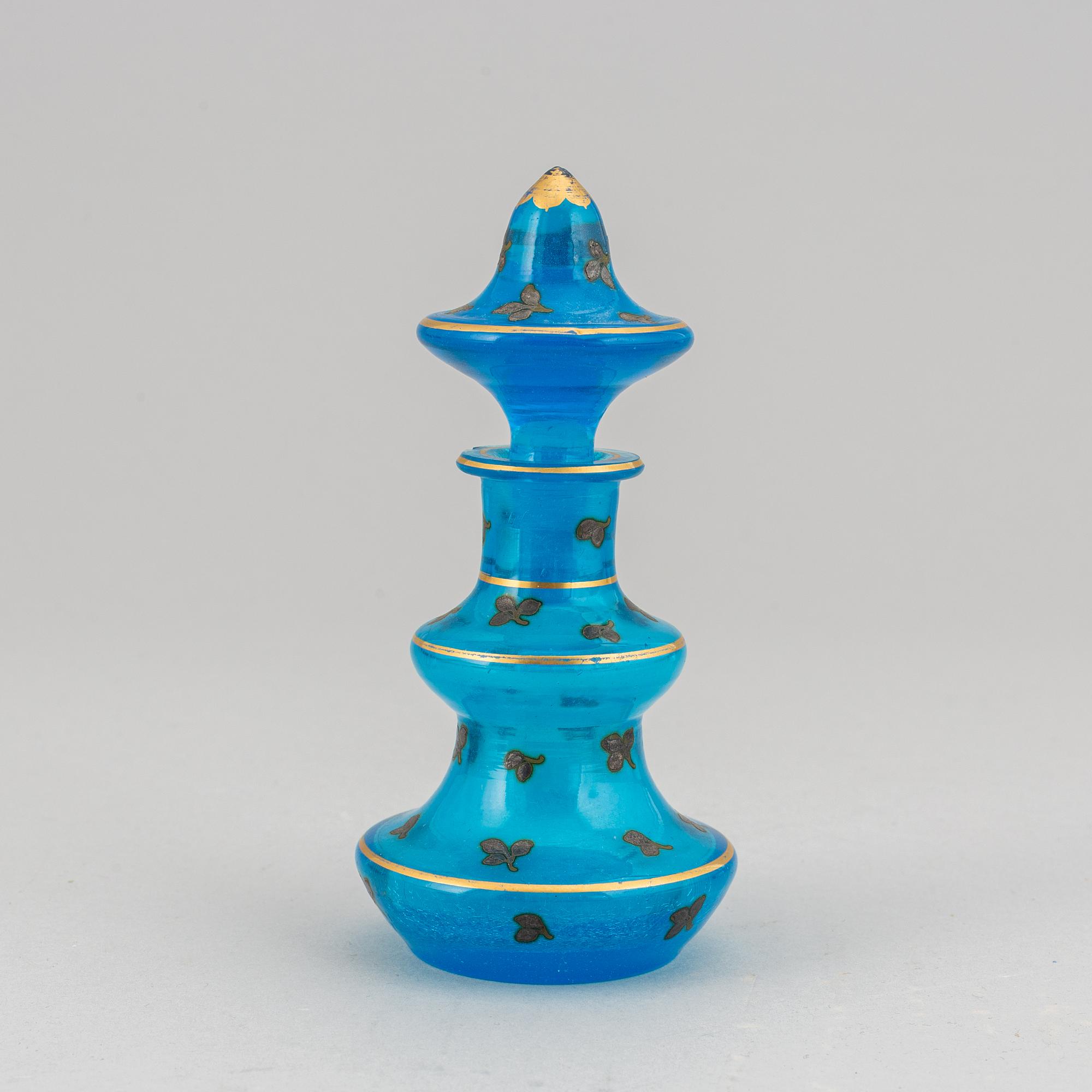 A set of three Russian turkoise glass ware, 19th Century.