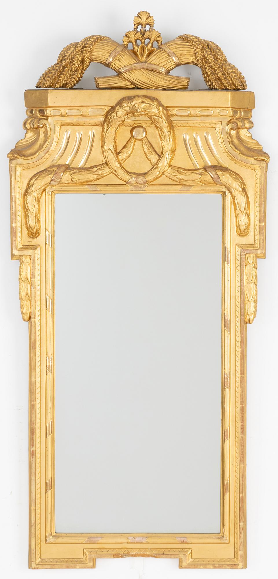A Gustavian giltwood mirror by J. Åkerblad (master in Stockholm 1758-99).