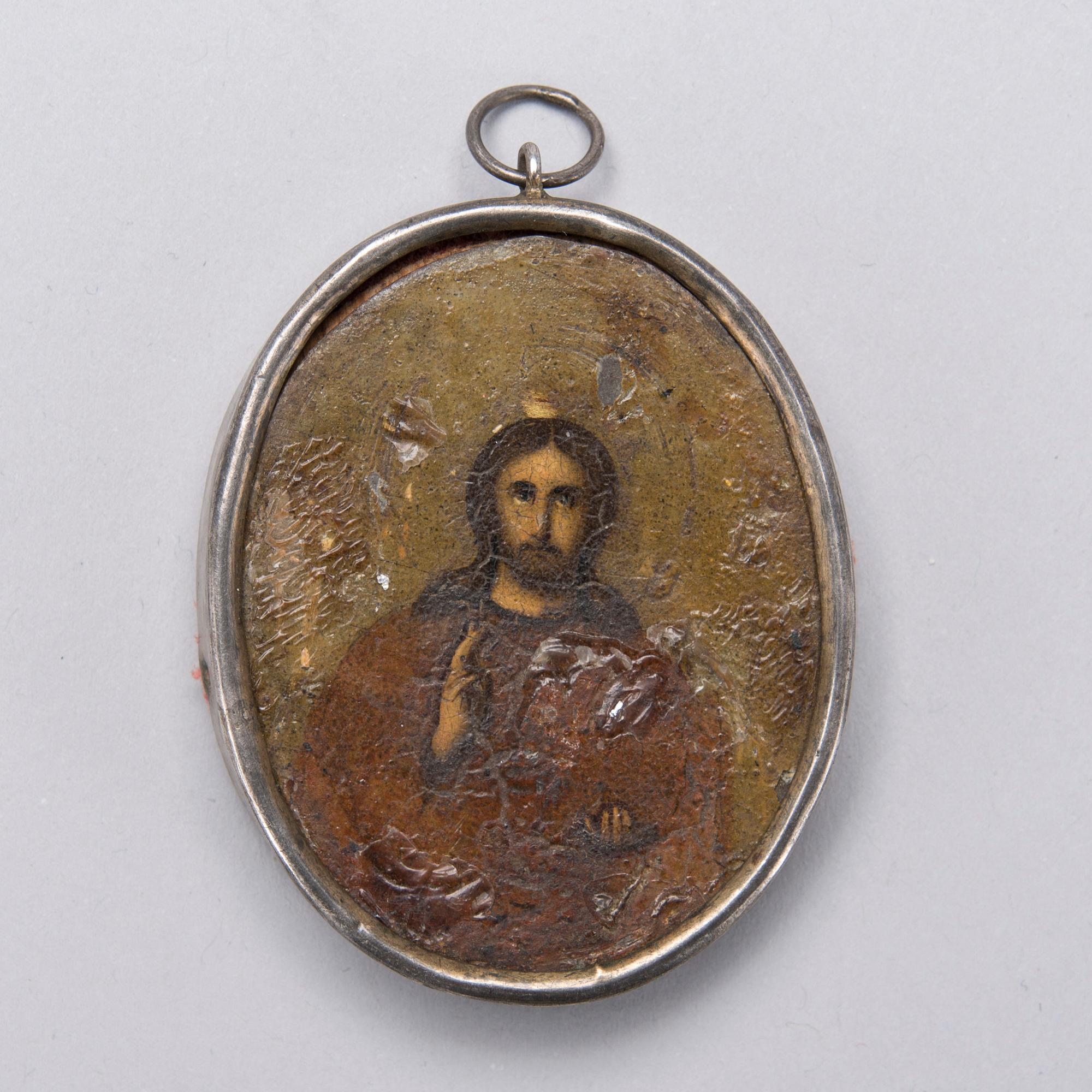 RESEIKON, olja på metall, RAM, förgylld silver, okänd mästare Moskva 1908-1917.