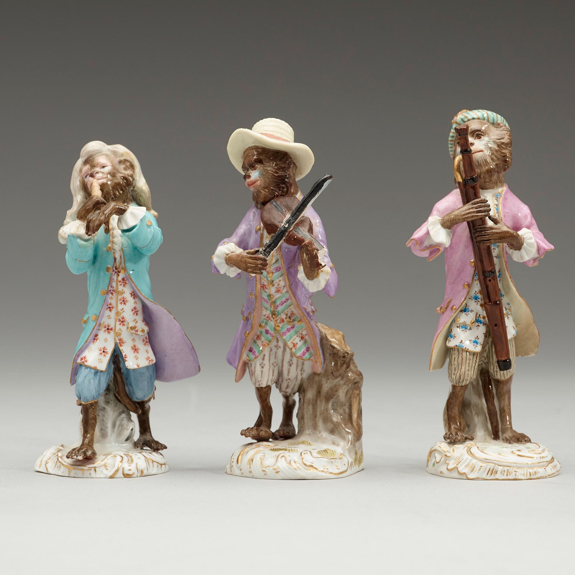 A monkey orchestra, "Affenkapelle", Meissen, late 19th Century.