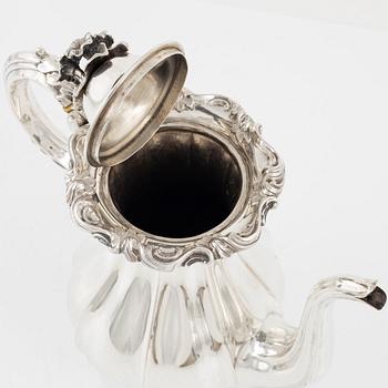 A Swedish silver coffee-pot, marks of Christian Hammer, Stockholm 1856.