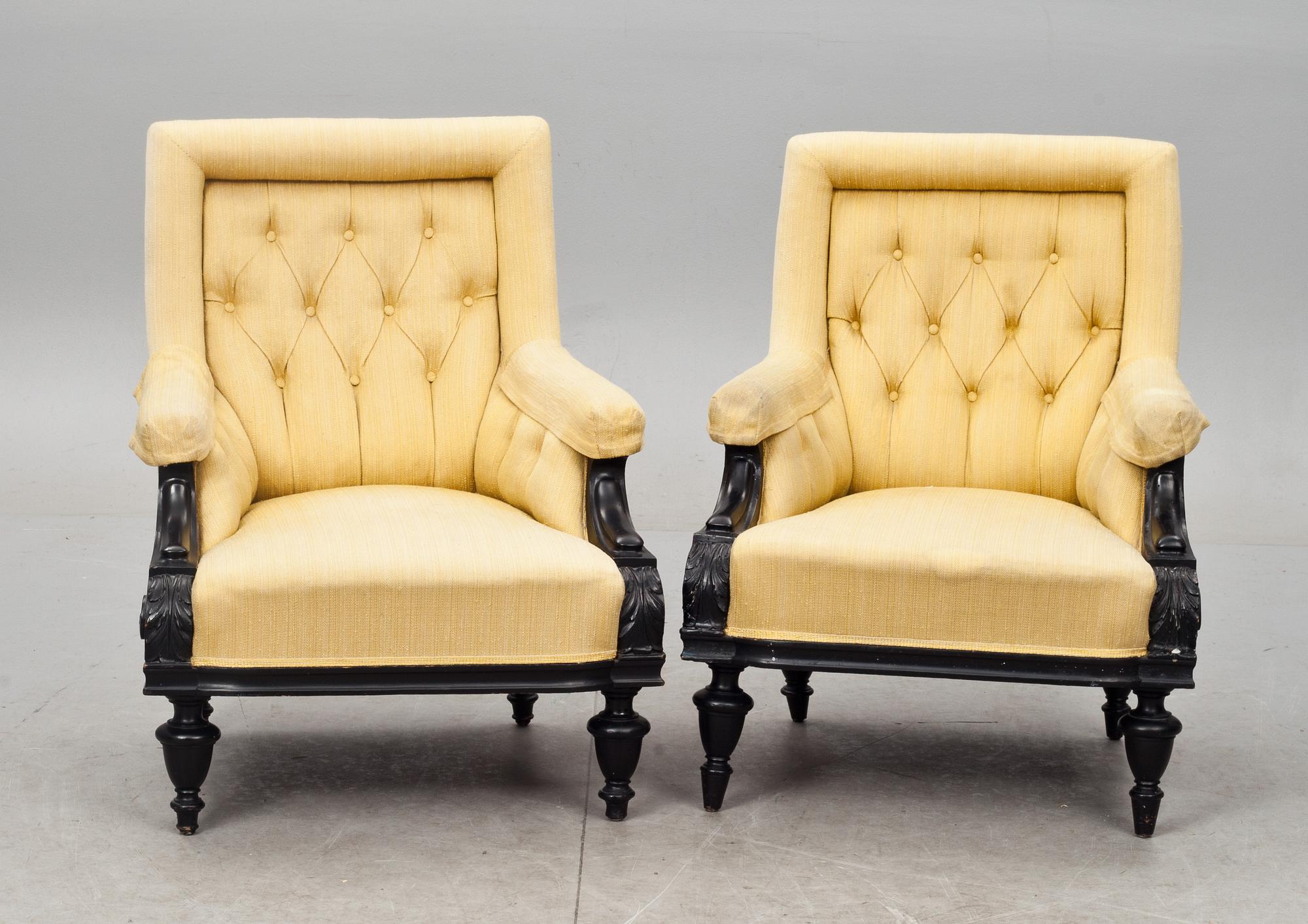 FÅTÖLJER, Oscarianska. 1800-talets andra hälft.