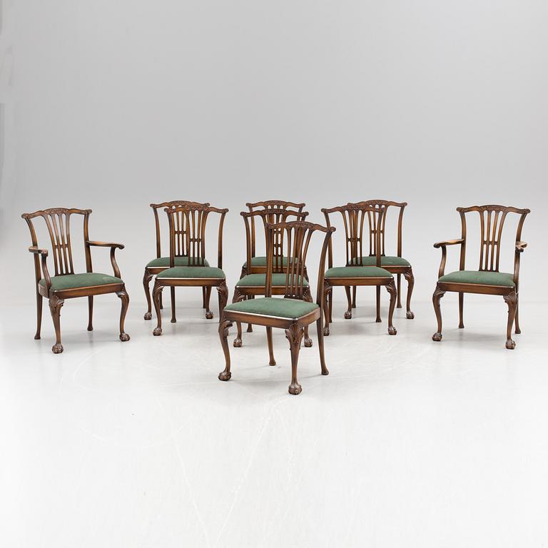 A late 20th century 10 piece Chippendale dining group.