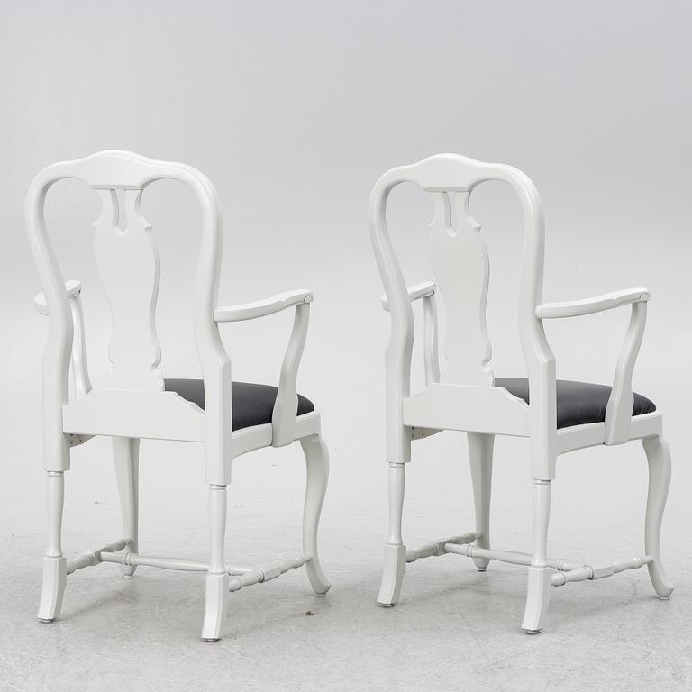 Karmstolar, ett par, rokokostil, Åmells Möbler, 2000-tal.