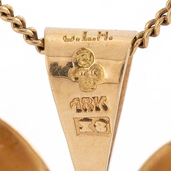 Hänge 18K guld med blå syntetisk sten.