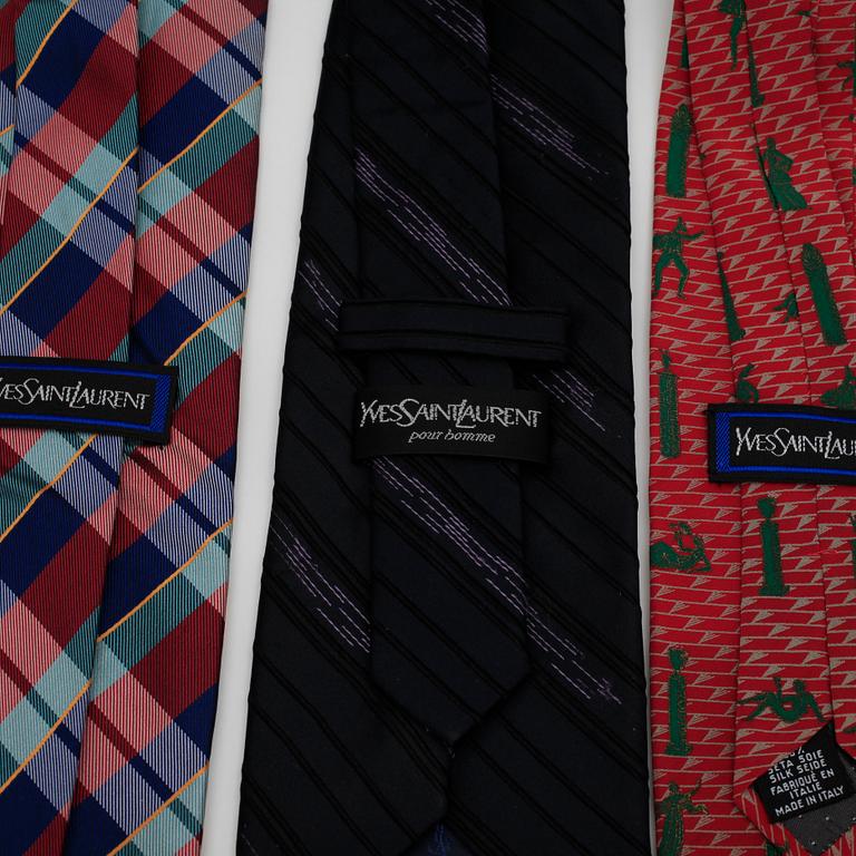 YVES SAINT LAURENT, tre stycken slipsar.