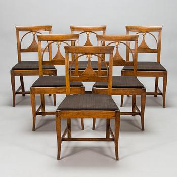 Six beech chairs from southern Jutland, Denmark, circa 1800.